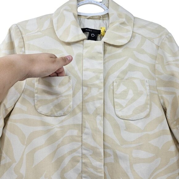 Marc Jacobs Zebra Print Longline Coat Jacket Yellow Beige & White Women's Size M - Picture 3 of 12